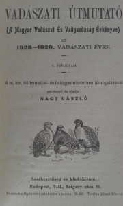 vadászati útmutató évönyv 1928