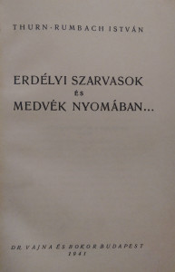 thurn rumbach istván erdélyi szarvasok nyomában