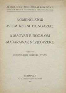 Chernel István - A Magyar Birodalom madarainak névjegyzéke