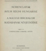 Chernel István - A Magyar Birodalom madarainak névjegyzéke