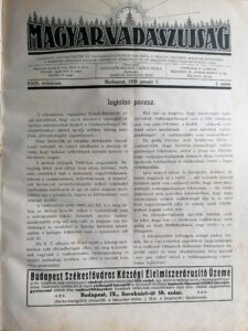 Magyar Vadászujság 1929 evfolyam