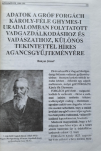 Bányai József - Adatok a gróf Forgách Károly-féle Ghymes-i uradalomban