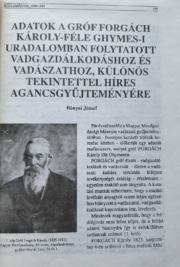 Bányai József - Adatok a gróf Forgách Károly-féle Ghymes-i uradalomban
